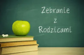 Ilustracja tablicy z napisem Zebranie z Rodzicami