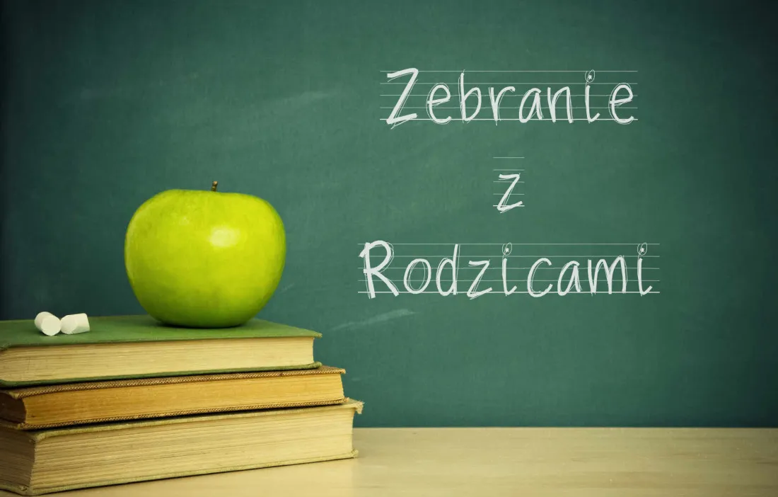Ilustracja tablicy z napisem Zebranie z Rodzicami